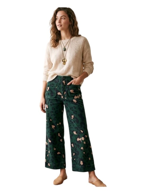 Maeve Pants - ANTHROPOLOGIE MAEVE The Colette Camo Wide Leg Cropped Corduroy Pants 29